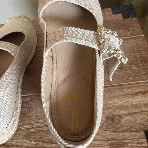 Sam Edelman Maddy Espadrille Mary Jane Light Natural Basket Weave Flats Size 8 - Picture 12 of 17